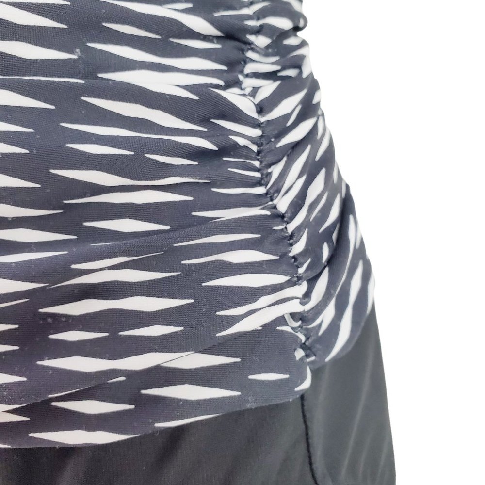Maidenform Beach Deep V Neck Slimming Side Rouching w/ Geometric Print, Sz 10 - Picture 6 of 9
